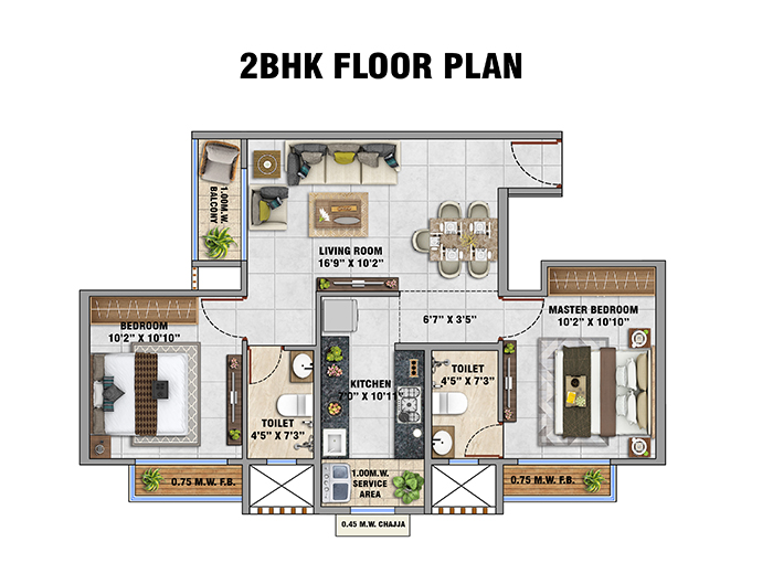 Ashar Pulse Majiwada Floor Plan - 1 BHK Option 1